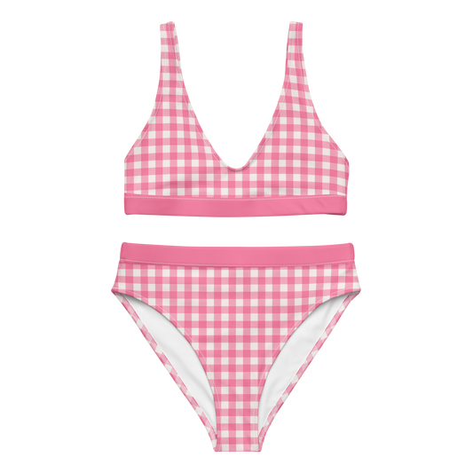 Bikini talle alto vichy rosa