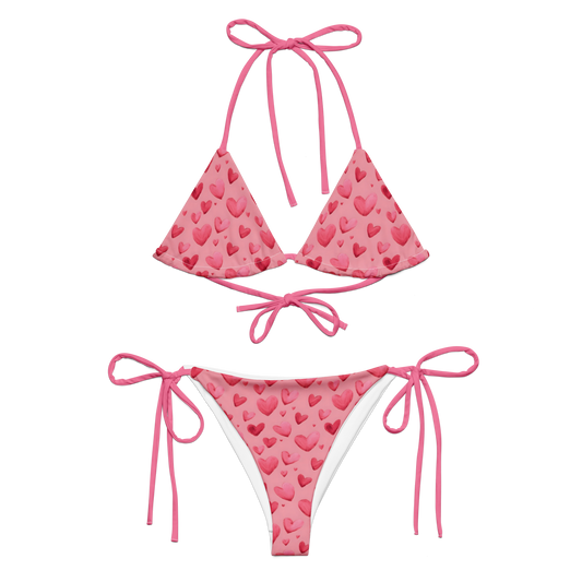Bikini triángulo corazones rosa